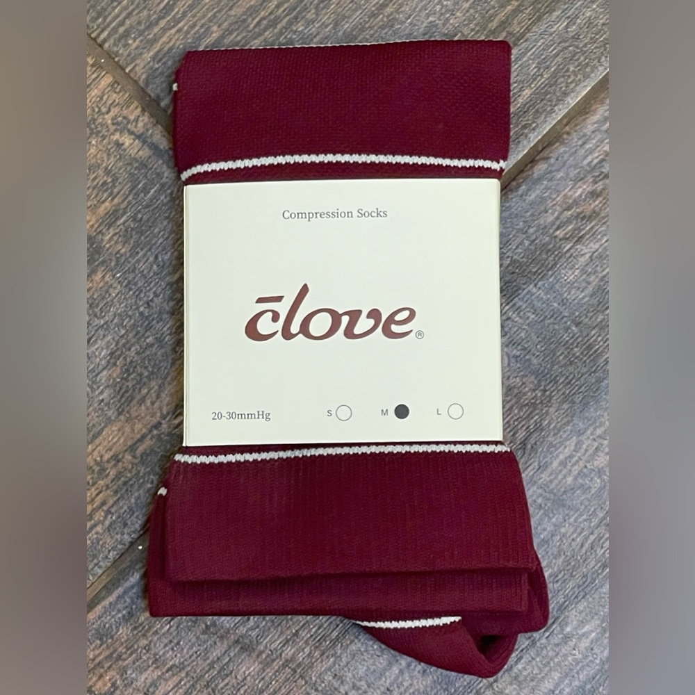 Clove Compression Socks Maroon Stripe Size M 20-30 mmHg New